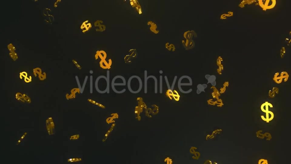 Glittering Golden Dollars Floating in Dark Space Videohive 19471559 Motion Graphics Image 5