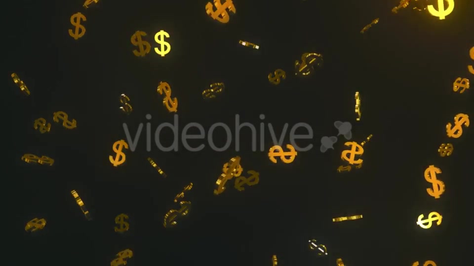 Glittering Golden Dollars Floating in Dark Space Videohive 19471559 Motion Graphics Image 6