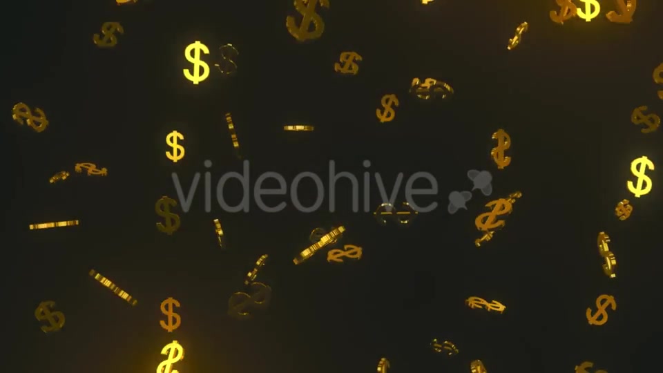 Glittering Golden Dollars Floating in Dark Space Videohive 19471559 Motion Graphics Image 7