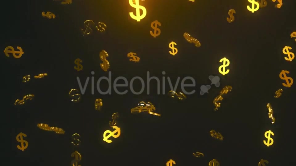 Glittering Golden Dollars Floating in Dark Space Videohive 19471559 Motion Graphics Image 8