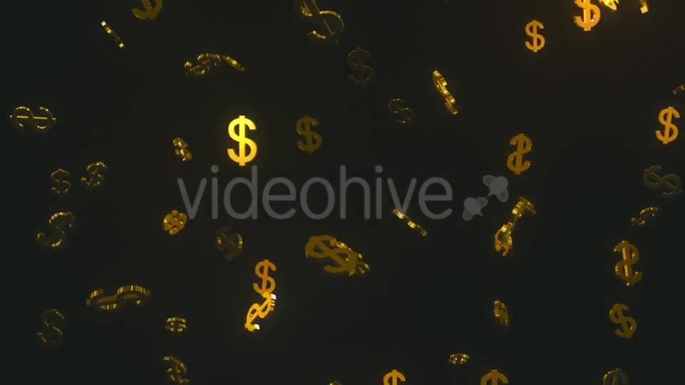 Glittering Golden Dollars Floating in Dark Space Videohive 19471559 Motion Graphics Image 9