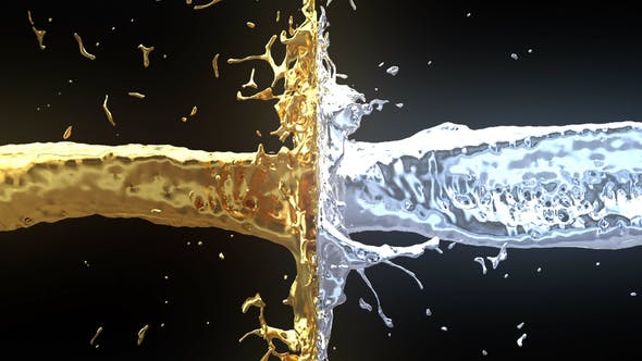 Gold Silver Liquid Slow Motion Clash - Download Videohive 21610402