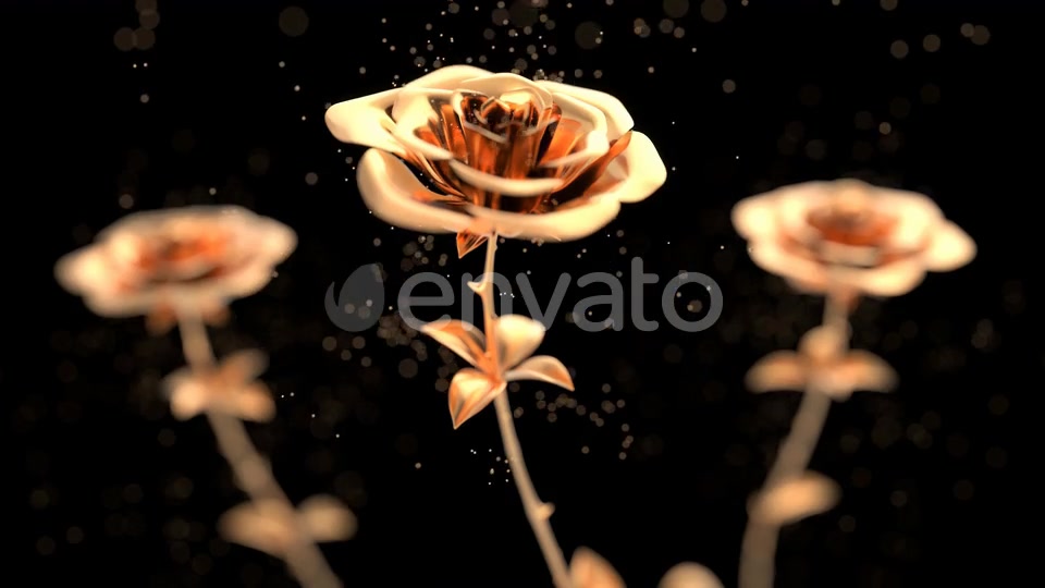 Golden roses blooming with particles Videohive 24788628 Motion Graphics Image 3