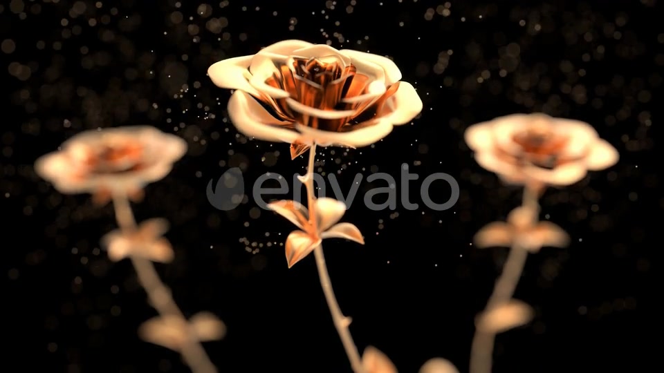 Golden roses blooming with particles Videohive 24788628 Motion Graphics Image 4
