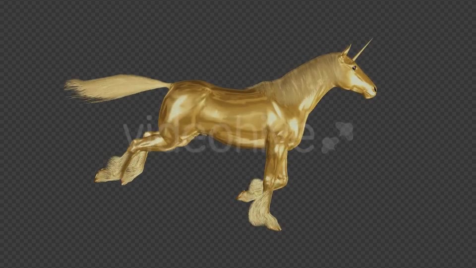 Golden Unicorn Gallop Loop Side View Videohive 20253774 Motion Graphics Image 2