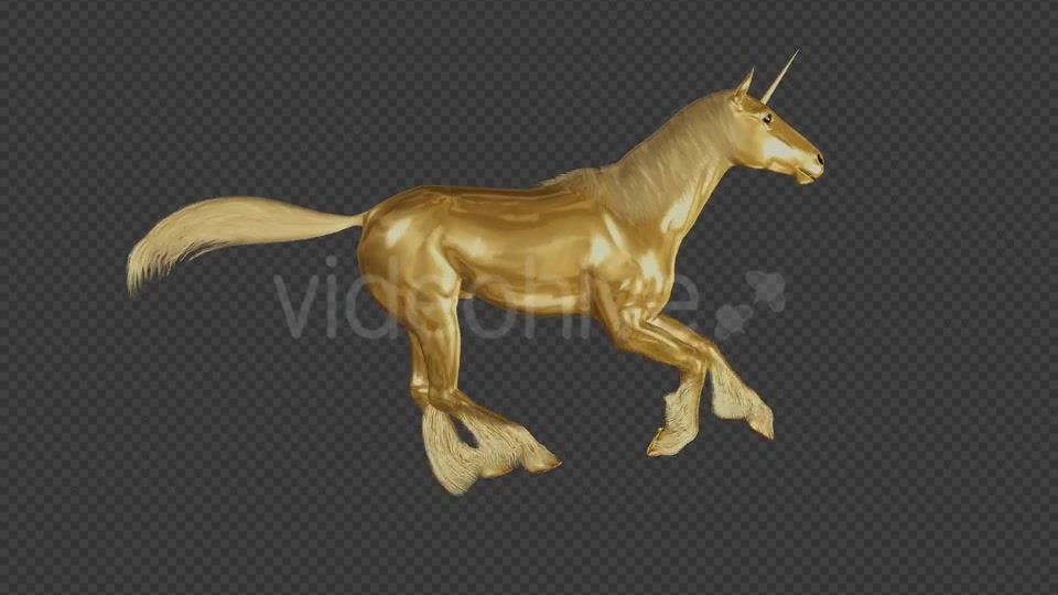 Golden Unicorn Gallop Loop Side View Videohive 20253774 Motion Graphics Image 5