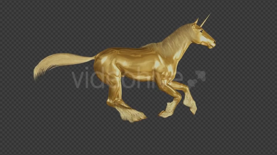 Golden Unicorn Gallop Loop Side View Videohive 20253774 Motion Graphics Image 7