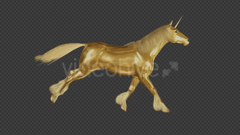 Golden Unicorn Gallop Loop Side View Videohive 20253774 Motion Graphics Image 8