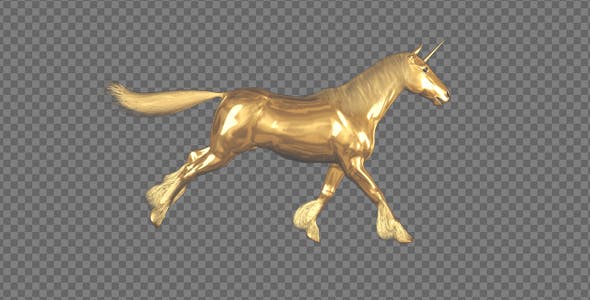 Golden Unicorn Gallop Loop Side View - 20253774 Download Videohive