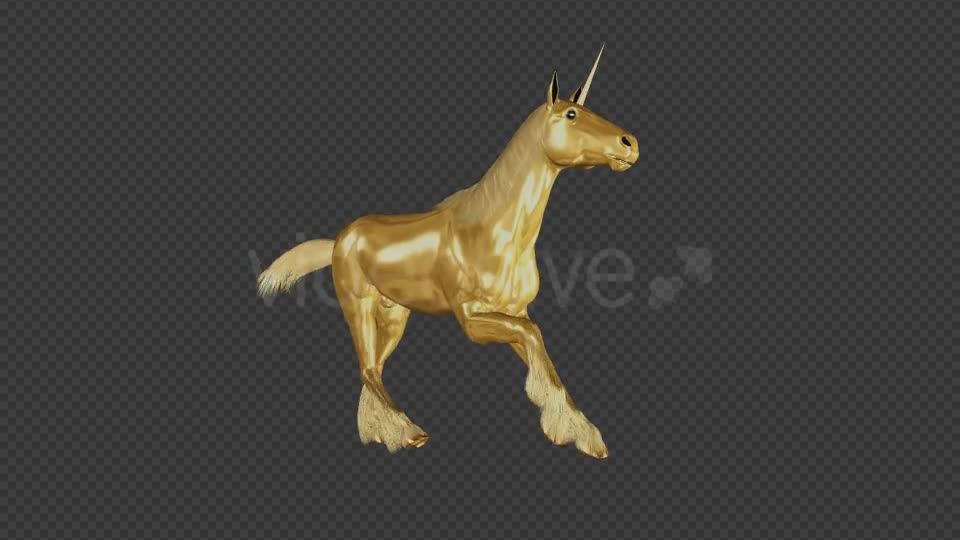 Golden Unicorn Gallop Run Angle View Videohive 20250905 Motion Graphics Image 1