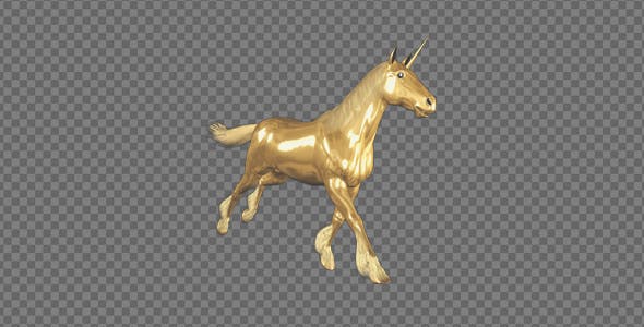 Golden Unicorn Gallop Run Angle View - Videohive 20250905 Download