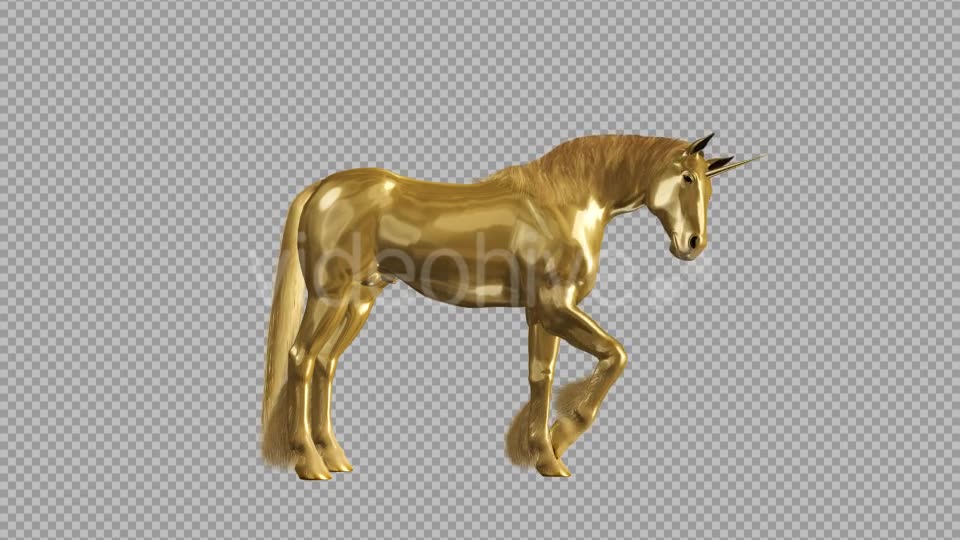 Golden Unicorn Stamping Hoof Side View Videohive 20253760 Motion Graphics Image 2