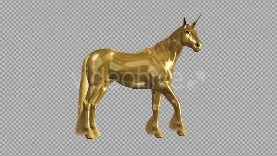Golden Unicorn Stamping Hoof Side View Videohive 20253760 Motion Graphics Image 3