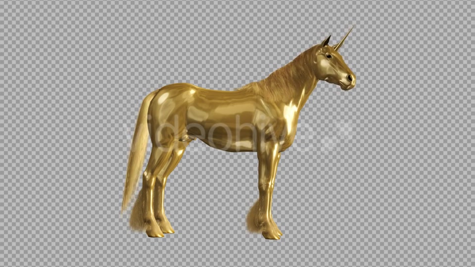 Golden Unicorn Stamping Hoof Side View Videohive 20253760 Motion Graphics Image 4