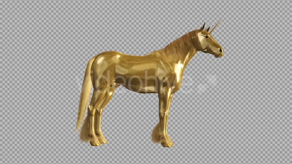 Golden Unicorn Stamping Hoof Side View Videohive 20253760 Motion Graphics Image 5