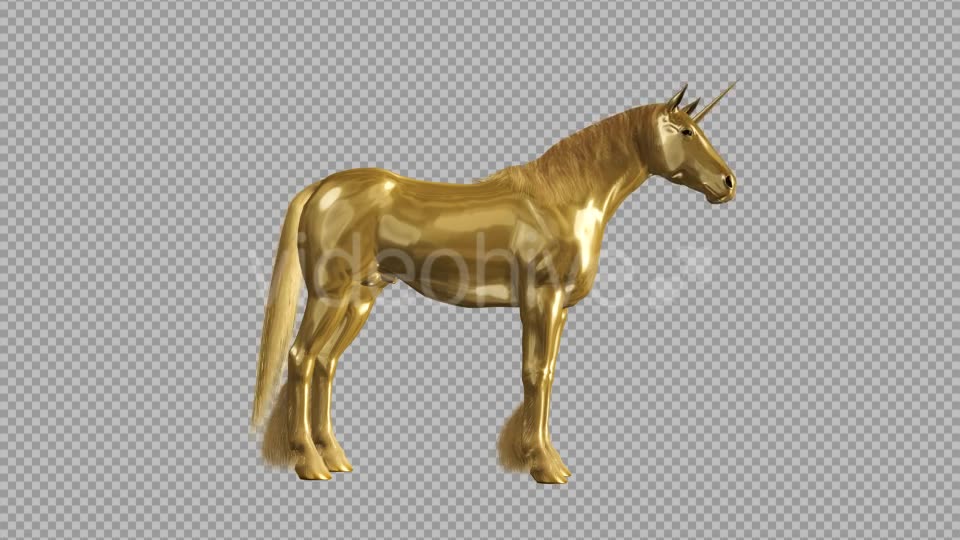 Golden Unicorn Stamping Hoof Side View Videohive 20253760 Motion Graphics Image 6