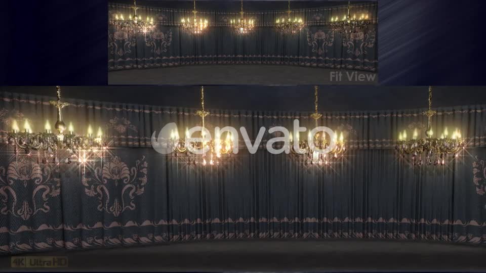 Gray Curtains Stage With Chandeliers Videohive 23185045 Motion Graphics Image 1