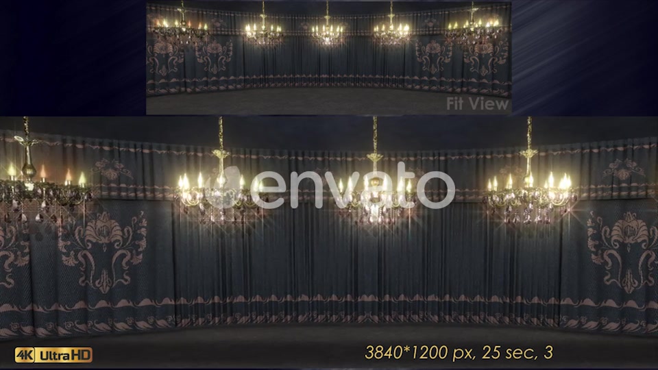 Gray Curtains Stage With Chandeliers Videohive 23185045 Motion Graphics Image 4
