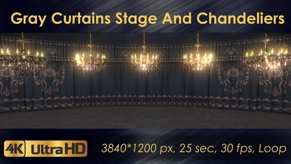 Gray Curtains Stage With Chandeliers - Videohive 23185045 Download