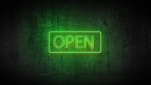 Green Neon Sign Open - Download 20012940 Videohive