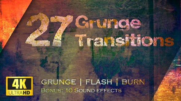 Grunge Transitions Pack of 27 4K - 22588676 Download Videohive