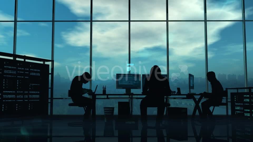 Hackers And Programmers At Work On A Blue Background Videohive 21213993 Motion Graphics Image 1