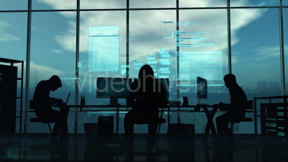 Hackers And Programmers At Work On A Blue Background Videohive 21213993 Motion Graphics Image 4