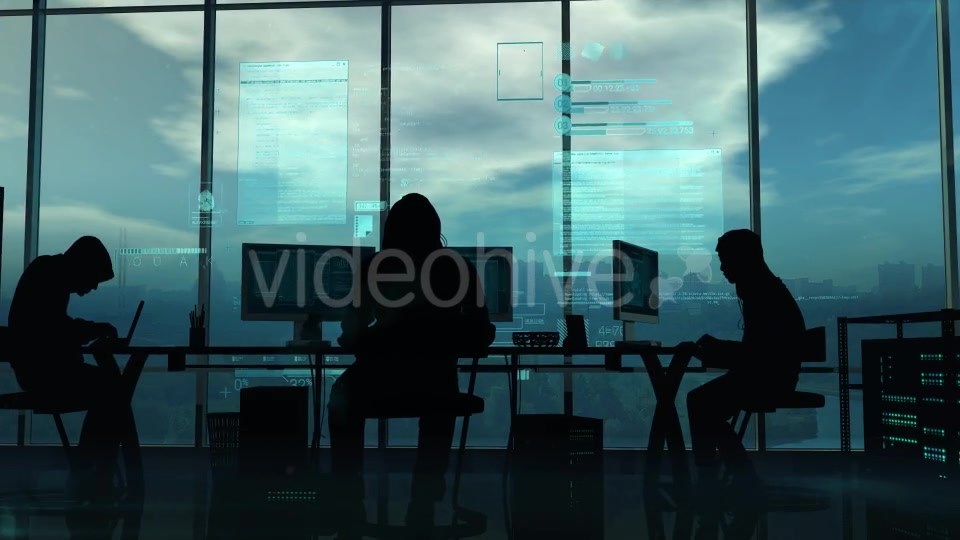 Hackers And Programmers At Work On A Blue Background Videohive 21213993 Motion Graphics Image 6