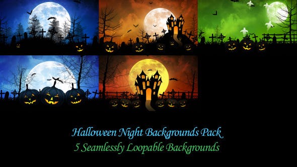 Halloween Night Backgrounds Pack - Videohive Download 9190478