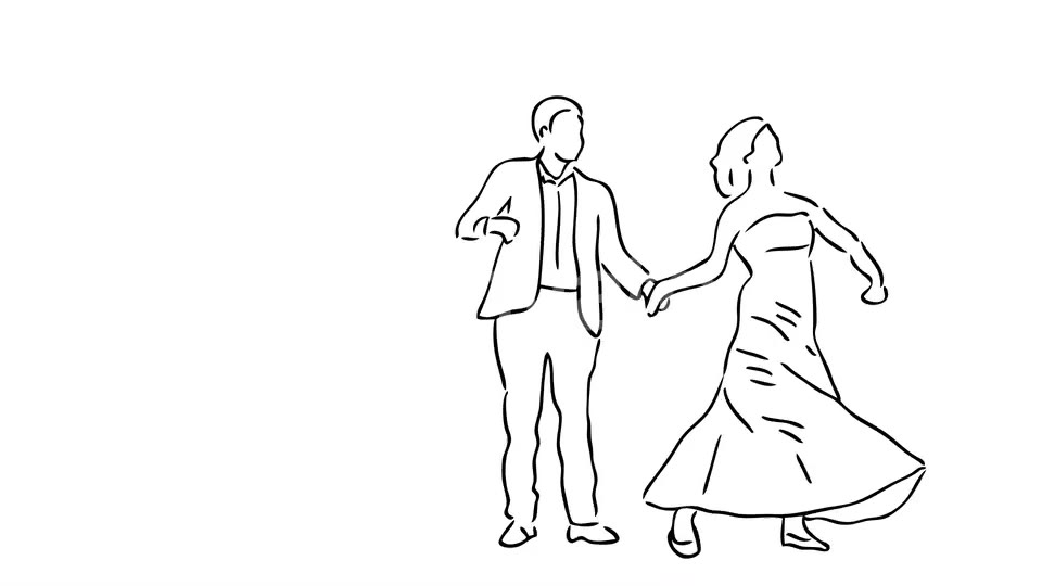 "Hand Drawn Couple Dance" with Transparent Background Videohive
