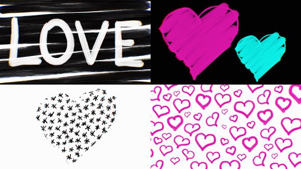 Hand Drawn Valentine Hearts Love Backgrounds - Download Videohive 21309759