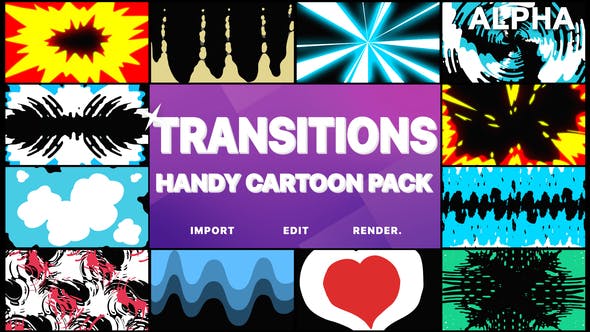 Handy Cartoon Transitions | Motion Graphics Pack - Videohive Download 22231321