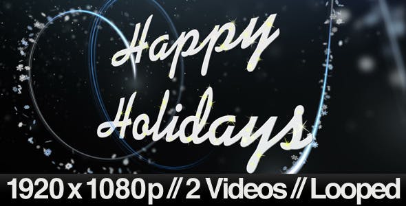 Happy Holidays Greeting Under Snowy Night 2 Styles - Videohive Download 3238663