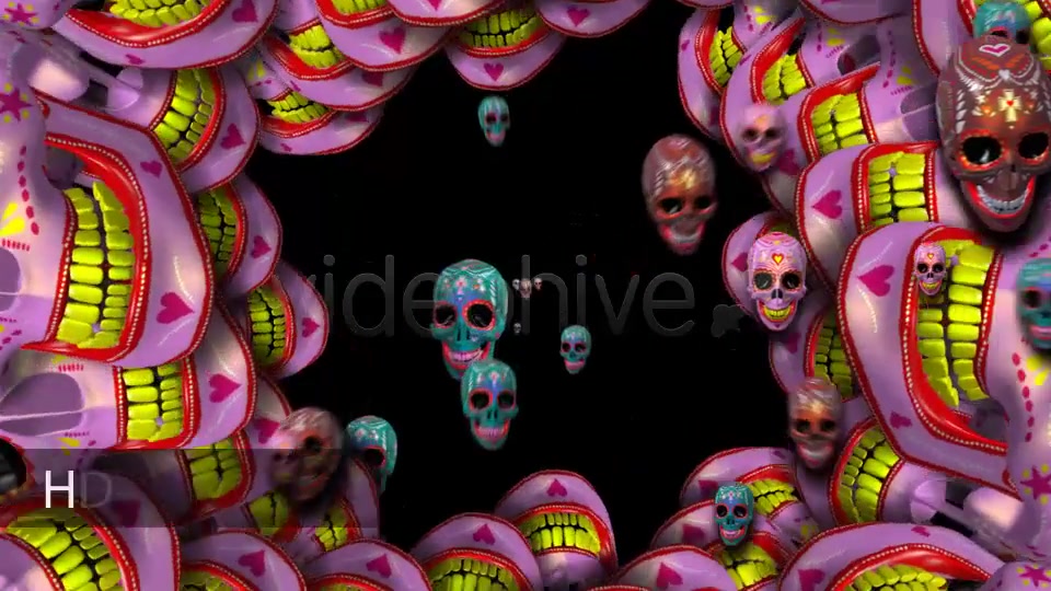 HD Sugar Candy Skulls 12 Clips + 6 Transitions Videohive 18157595 Motion Graphics Image 7