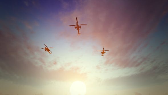Helicopters Sunset - Download Videohive 16710679