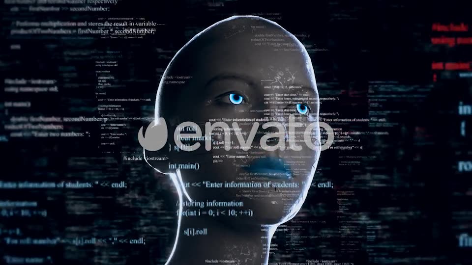 Humanoid Android Robot With Artificial Intelligence Reading Programming Codes Videohive 22105784 Motion Graphics Image 2