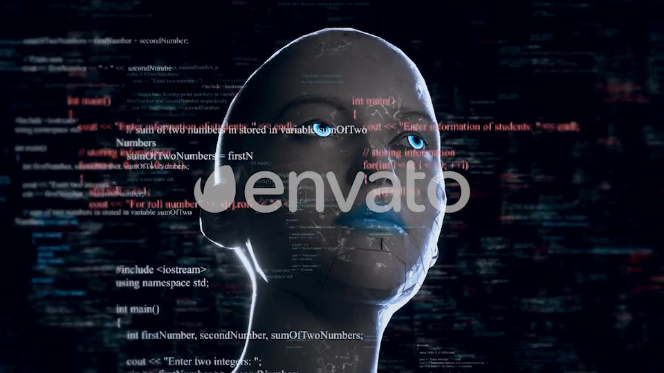 Humanoid Android Robot With Artificial Intelligence Reading Programming Codes Videohive 22105784 Motion Graphics Image 3