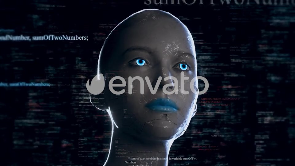 Humanoid Android Robot With Artificial Intelligence Reading Programming Codes Videohive 22105784 Motion Graphics Image 4