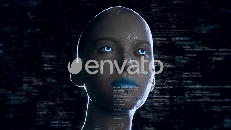 Humanoid Android Robot With Artificial Intelligence Reading Programming Codes Videohive 22105784 Motion Graphics Image 5