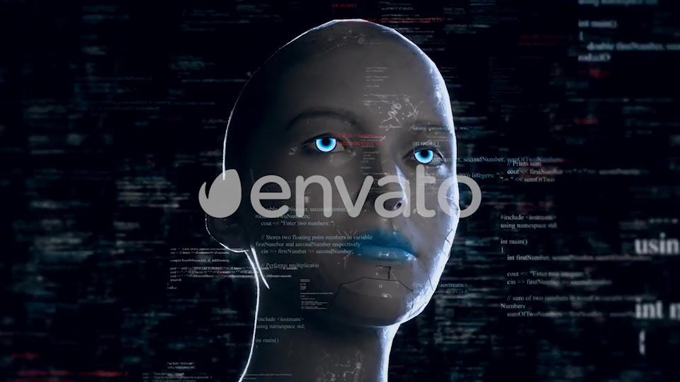 Humanoid Android Robot With Artificial Intelligence Reading Programming Codes Videohive 22105784 Motion Graphics Image 6