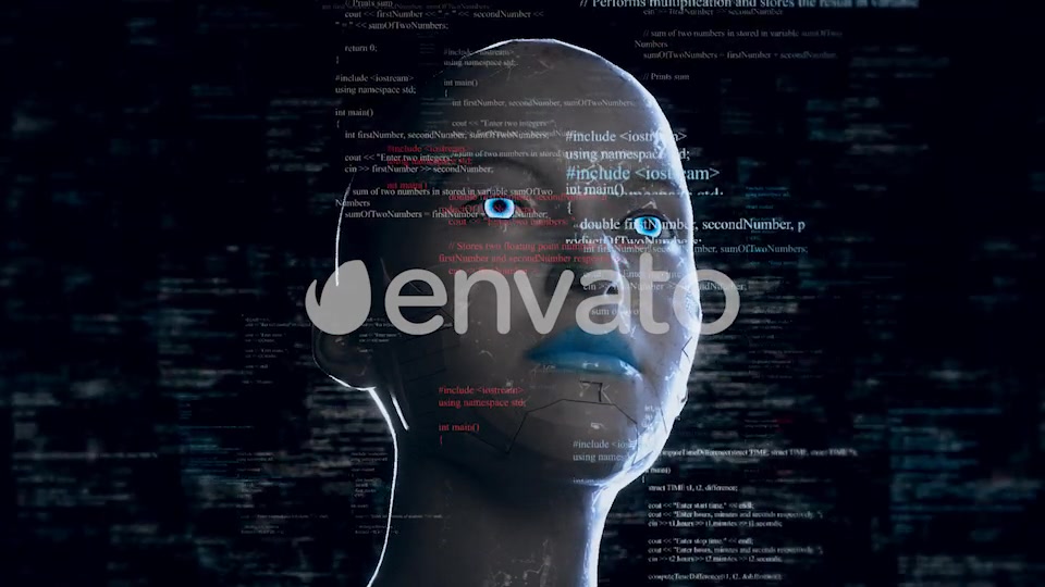 Humanoid Android Robot With Artificial Intelligence Reading Programming Codes Videohive 22105784 Motion Graphics Image 7