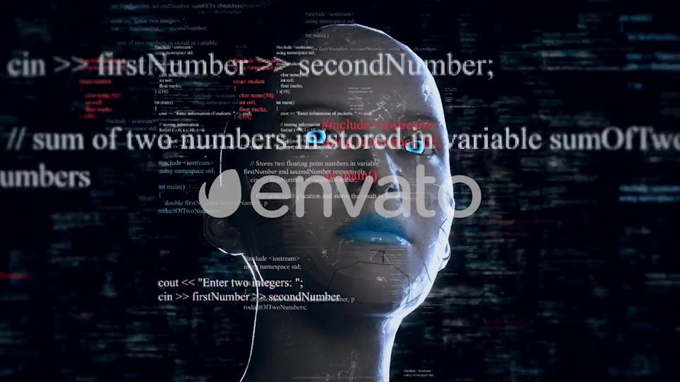 Humanoid Android Robot With Artificial Intelligence Reading Programming Codes Videohive 22105784 Motion Graphics Image 8