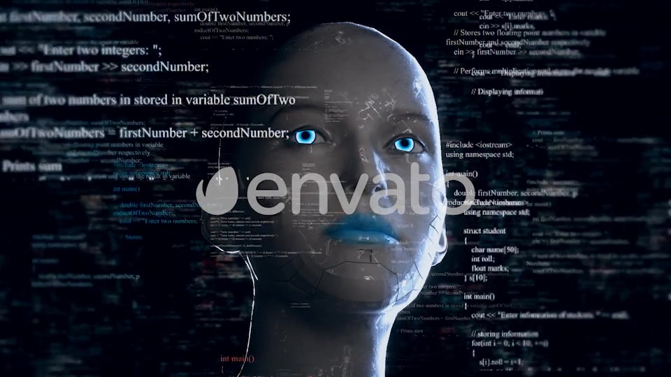 Humanoid Android Robot With Artificial Intelligence Reading Programming Codes Videohive 22105784 Motion Graphics Image 9