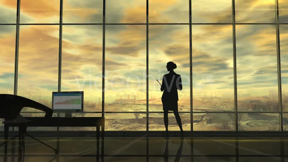 Improve The Environmental Situation, The Silhouette Of A Woman In The Office Videohive 20547012 Motion Graphics Image 1