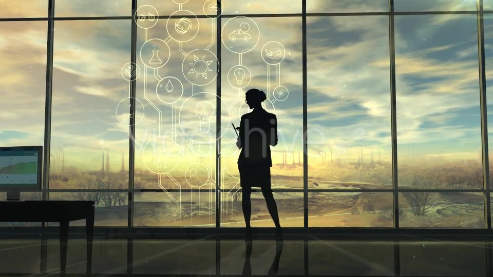 Improve The Environmental Situation, The Silhouette Of A Woman In The Office Videohive 20547012 Motion Graphics Image 4
