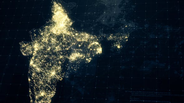 India Map at Night HD - Videohive Download 19239004