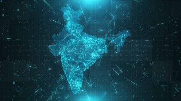 India Map Background Cities Connections 4K - Videohive 18296448 Download