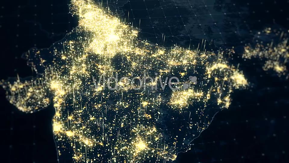 India Map Night Lighting Close View HD Videohive 19239094 Motion Graphics Image 7