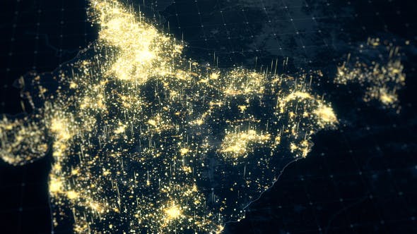 India Map Night Lighting Close View HD - Download 19239094 Videohive