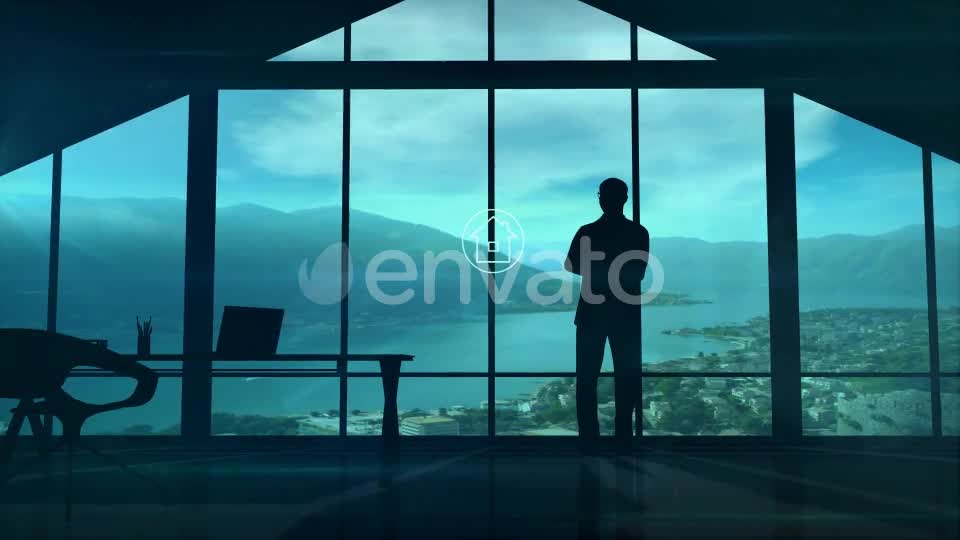 IOT Infographics And The Silhouette Of A Businessman Videohive 22315192 Motion Graphics Image 1